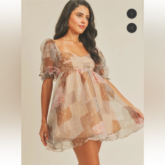🎉5 for $40🎉 &Merci PUFF SLEEVE FLARED MINI DRESS Women Size S - Picture 1 of 12